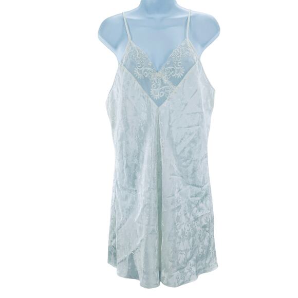 Vintage Val Mode White Satin Lace Trim Spaghetti Strap Short Gown L  NWT - Picture 1 of 10